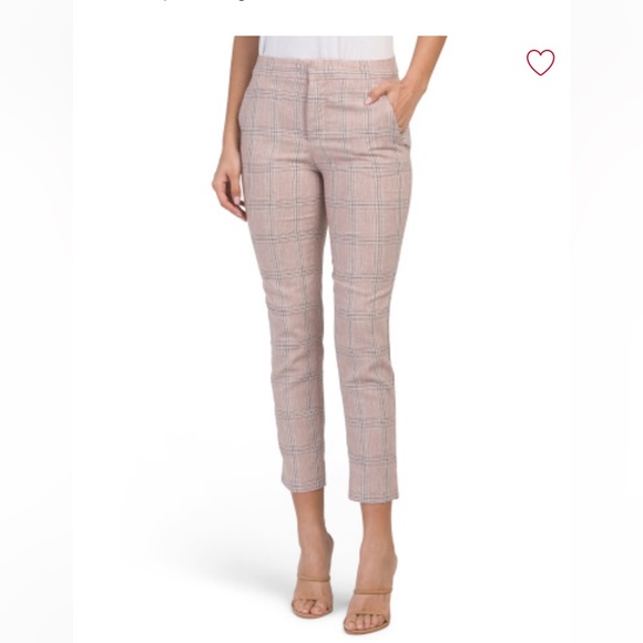 Zara Pants & Jumpsuits Zara Linen Blend Pink Plaid Pants Poshmark